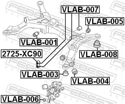 Lagerung, Achskörper Hinterachse unten FEBEST VLAB-001 Bild Lagerung, Achskörper Hinterachse unten FEBEST VLAB-001