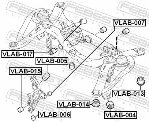 Lagerung, Achskörper hinten Hinterachse FEBEST VLAB-013 Bild Lagerung, Achskörper hinten Hinterachse FEBEST VLAB-013