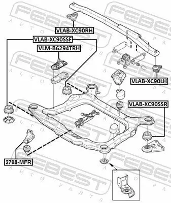 Lagerung, Motor vorne rechts FEBEST VLM-B6294TRH Bild Lagerung, Motor vorne rechts FEBEST VLM-B6294TRH