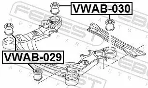 Lagerung, Achskörper hinten Vorderachse unten FEBEST VWAB-030 Bild Lagerung, Achskörper hinten Vorderachse unten FEBEST VWAB-030