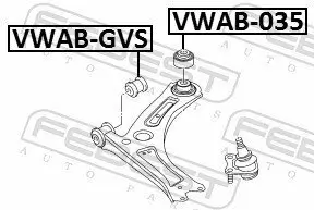 Lagerung, Lenker hinten Vorderachse unten FEBEST VWAB-035 Bild Lagerung, Lenker hinten Vorderachse unten FEBEST VWAB-035
