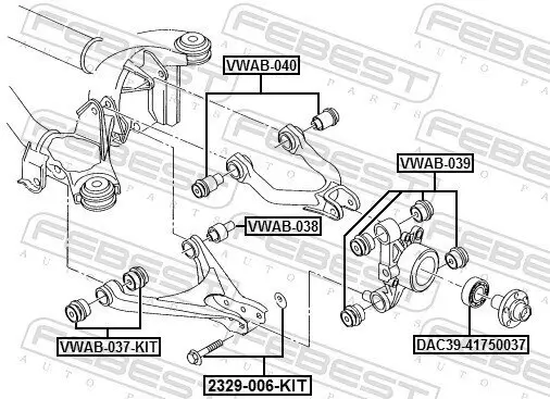 Reparatursatz, Querlenker FEBEST VWAB-037-KIT Bild Reparatursatz, Querlenker FEBEST VWAB-037-KIT