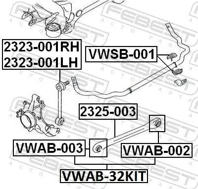 Lagerung, Lenker Hinterachse hinter der Achse FEBEST VWAB-32KIT Bild Lagerung, Lenker Hinterachse hinter der Achse FEBEST VWAB-32KIT