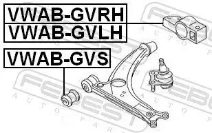 Lagerung, Lenker rechts Vorderachse unten FEBEST VWAB-GVRH Bild Lagerung, Lenker rechts Vorderachse unten FEBEST VWAB-GVRH