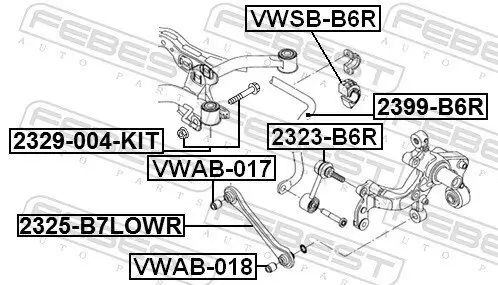 Lagerung, Stabilisator FEBEST VWSB-B6R Bild Lagerung, Stabilisator FEBEST VWSB-B6R