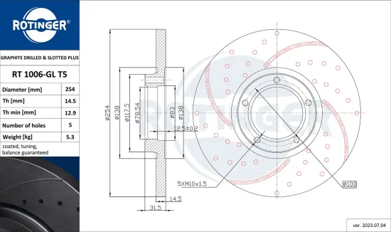 Bremsscheibe Vorderachse ROTINGER RT 1006-GL T5 Bild Bremsscheibe Vorderachse ROTINGER RT 1006-GL T5