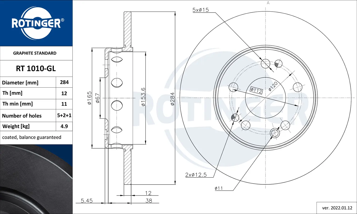 Bremsscheibe Vorderachse ROTINGER RT 1010-GL