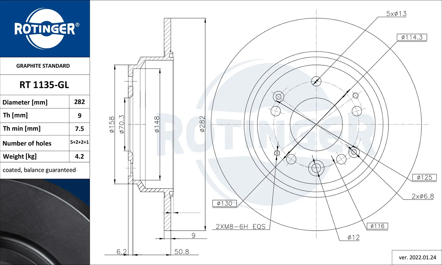 Bremsscheibe Hinterachse ROTINGER RT 1135-GL