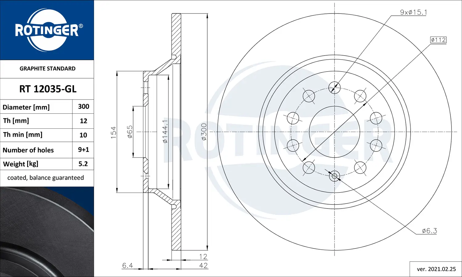 Bremsscheibe Hinterachse ROTINGER RT 12035-GL
