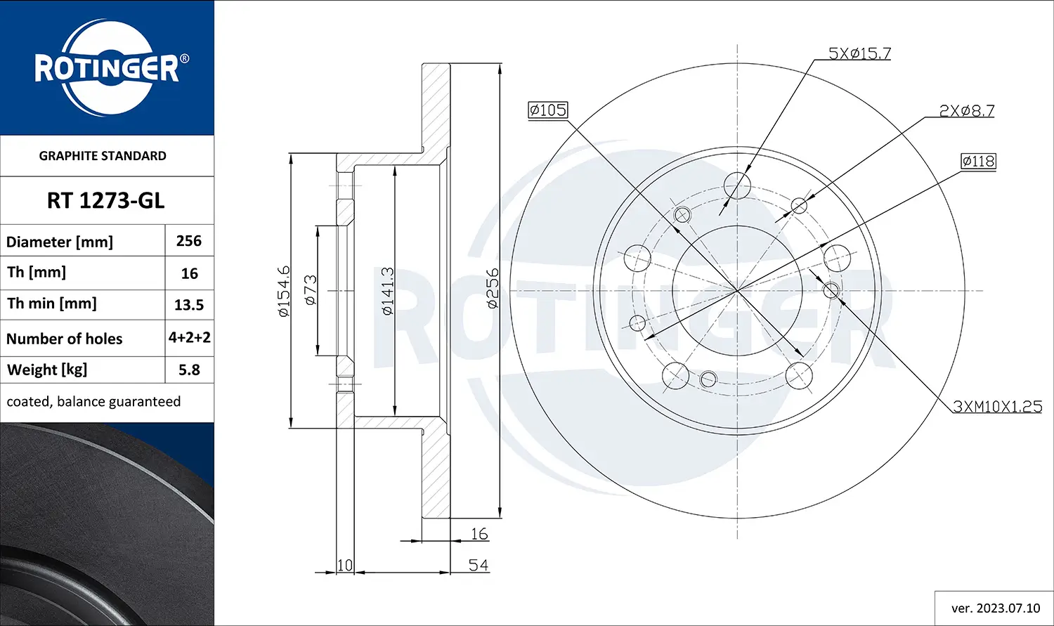 Bremsscheibe Vorderachse ROTINGER RT 1273-GL