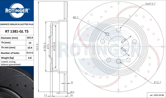 Bremsscheibe Hinterachse ROTINGER RT 1381-GL T5 Bild Bremsscheibe Hinterachse ROTINGER RT 1381-GL T5