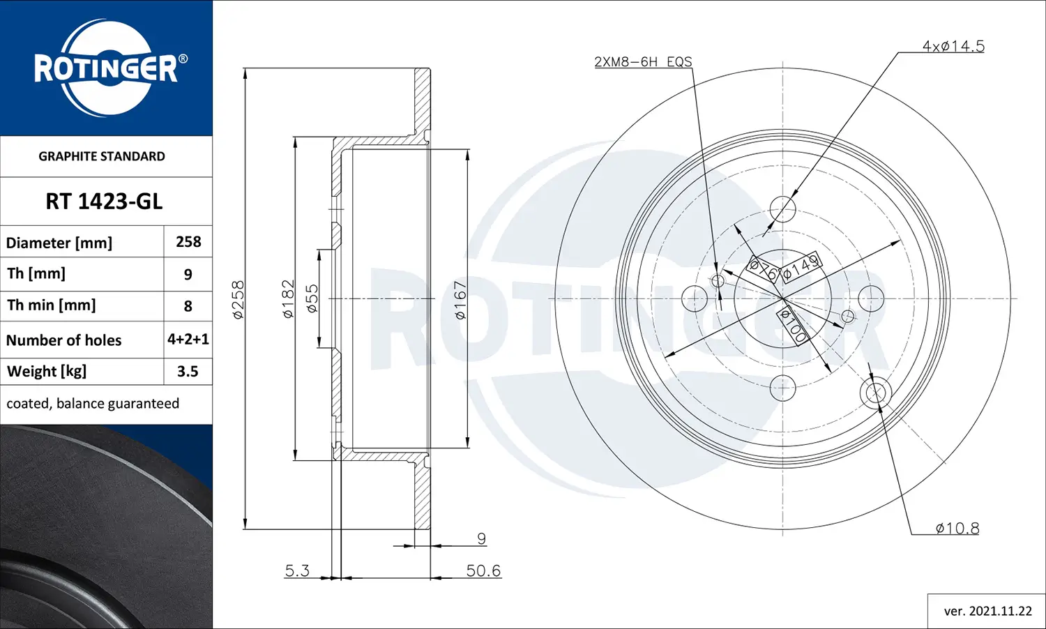 Bremsscheibe Hinterachse ROTINGER RT 1423-GL