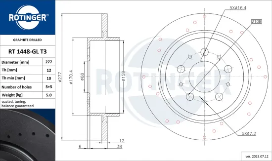 Bremsscheibe Hinterachse ROTINGER RT 1448-GL T3 Bild Bremsscheibe Hinterachse ROTINGER RT 1448-GL T3