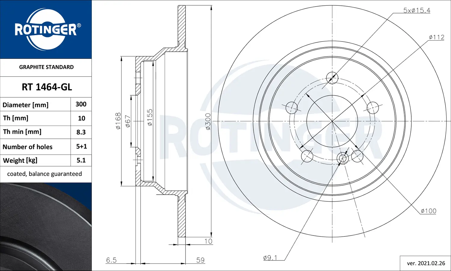 Bremsscheibe Hinterachse ROTINGER RT 1464-GL