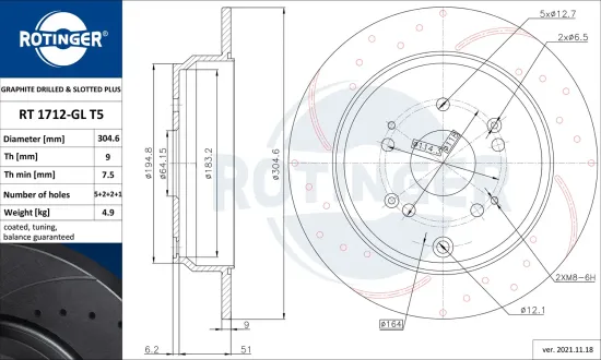 Bremsscheibe Hinterachse ROTINGER RT 1712-GL T5 Bild Bremsscheibe Hinterachse ROTINGER RT 1712-GL T5