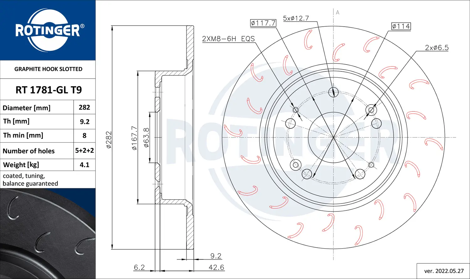Bremsscheibe Hinterachse ROTINGER RT 1781-GL T9