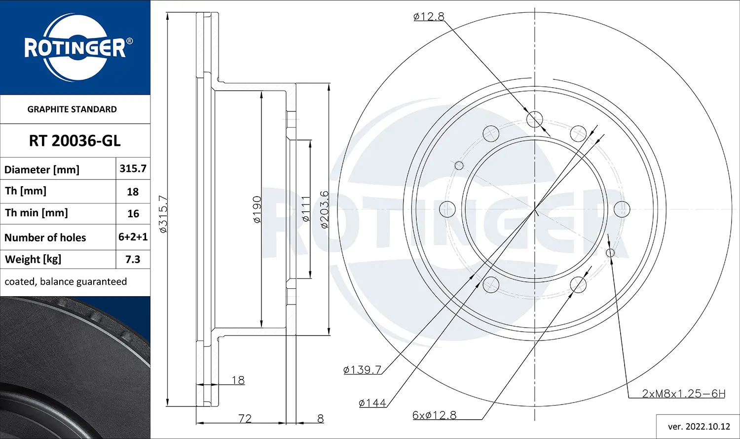 Bremsscheibe Hinterachse ROTINGER RT 20036-GL