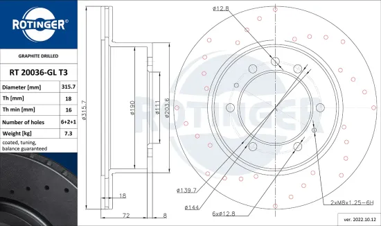 Bremsscheibe Hinterachse ROTINGER RT 20036-GL T3 Bild Bremsscheibe Hinterachse ROTINGER RT 20036-GL T3