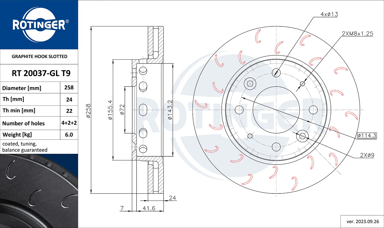 Bremsscheibe Vorderachse ROTINGER RT 20037-GL T9
