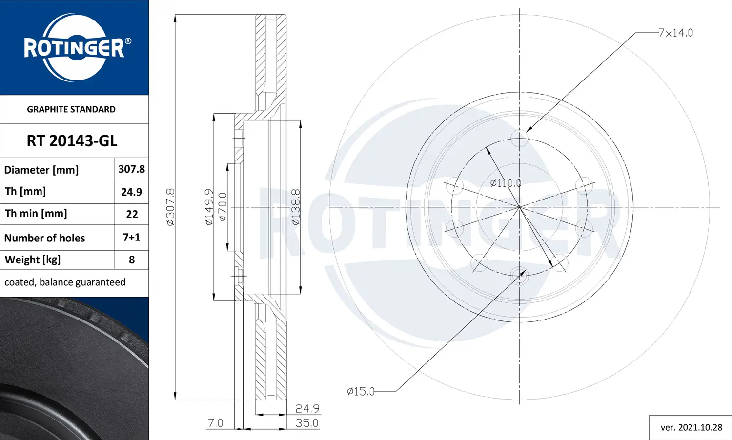 Bremsscheibe Vorderachse ROTINGER RT 20143-GL