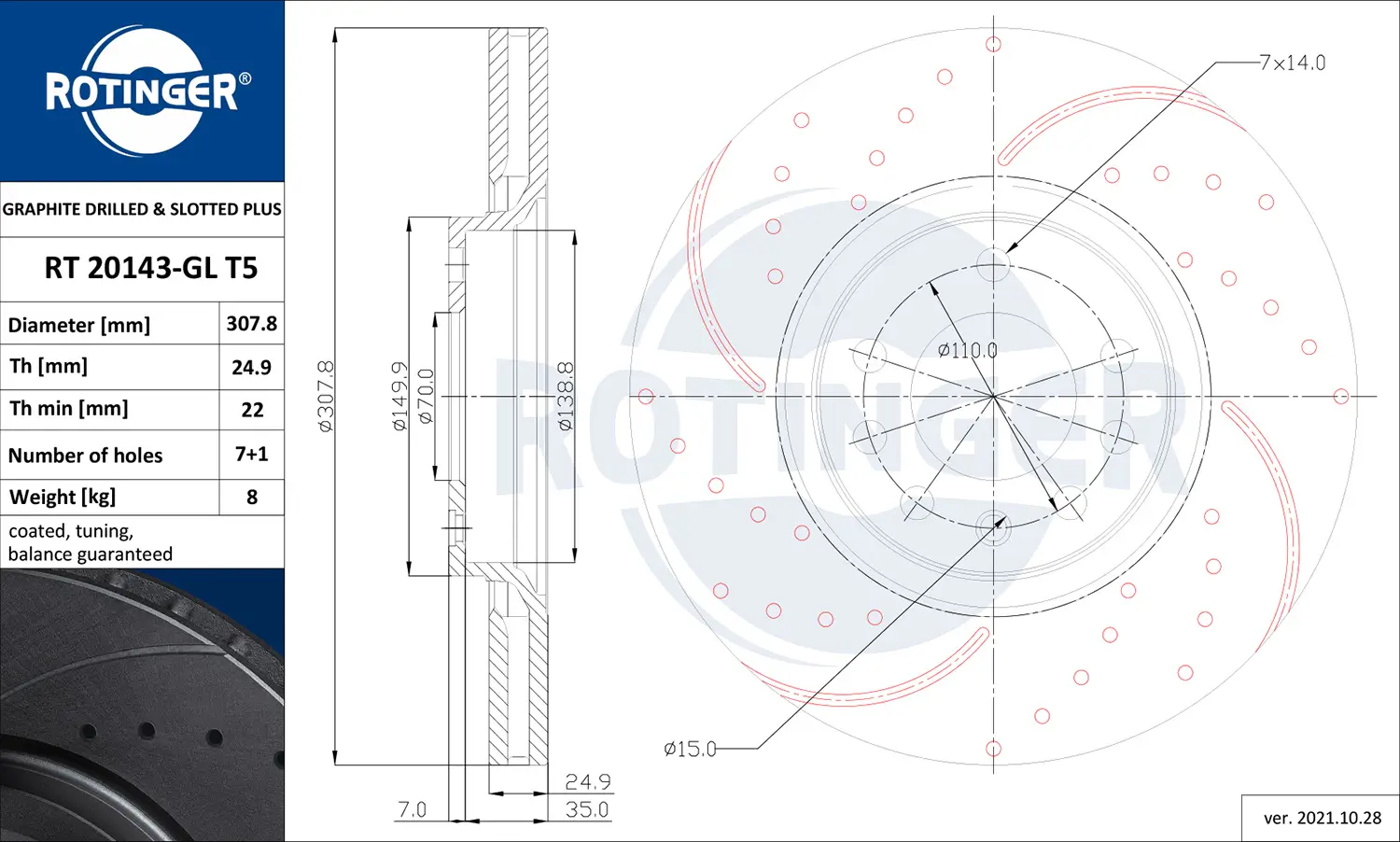 Bremsscheibe ROTINGER RT 20143-GL T5