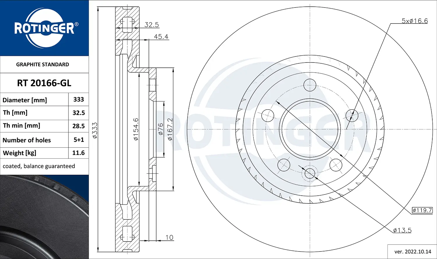 Bremsscheibe Vorderachse ROTINGER RT 20166-GL