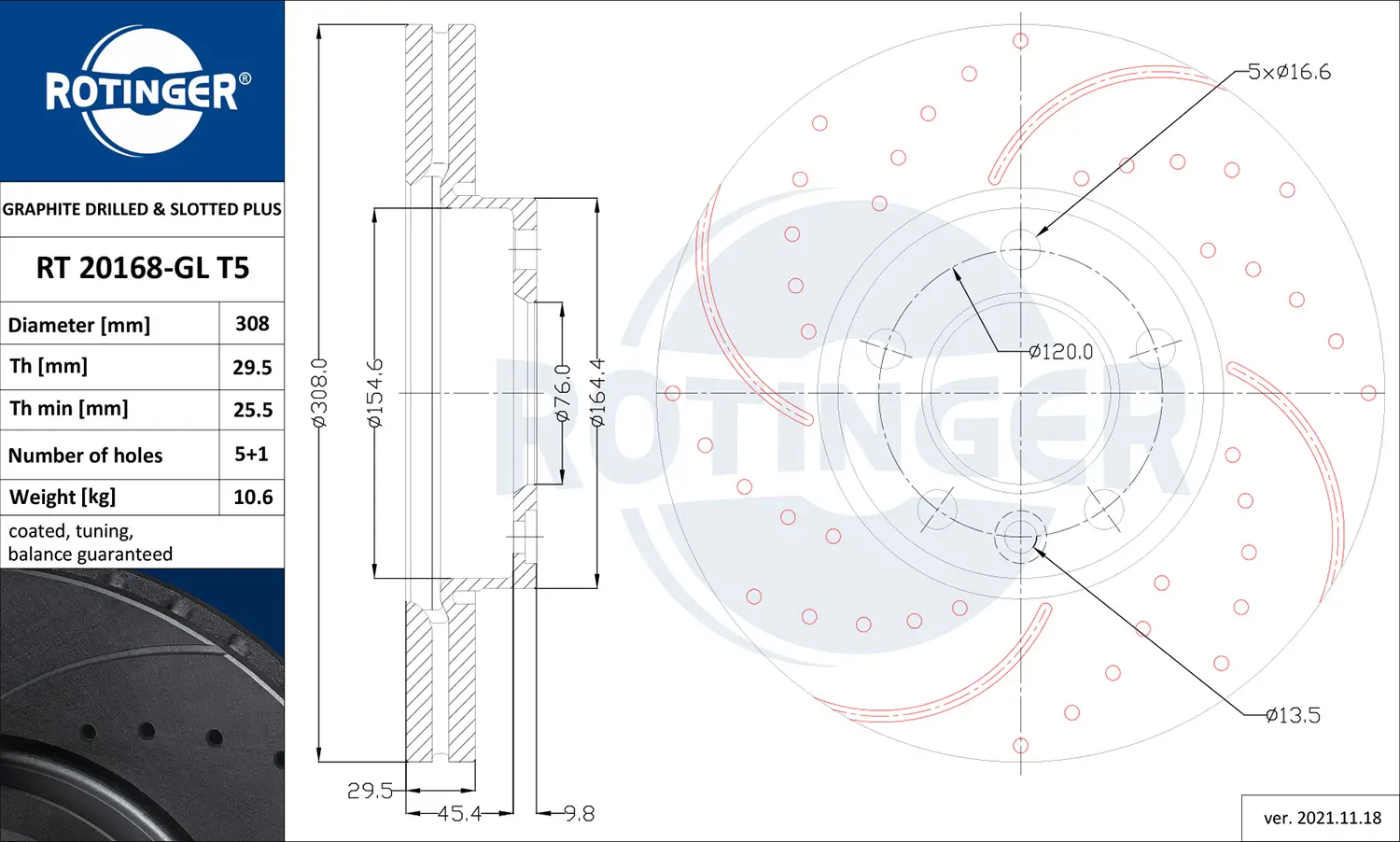 Bremsscheibe ROTINGER RT 20168-GL T5