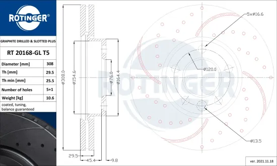 Bremsscheibe ROTINGER RT 20168-GL T5 Bild Bremsscheibe ROTINGER RT 20168-GL T5