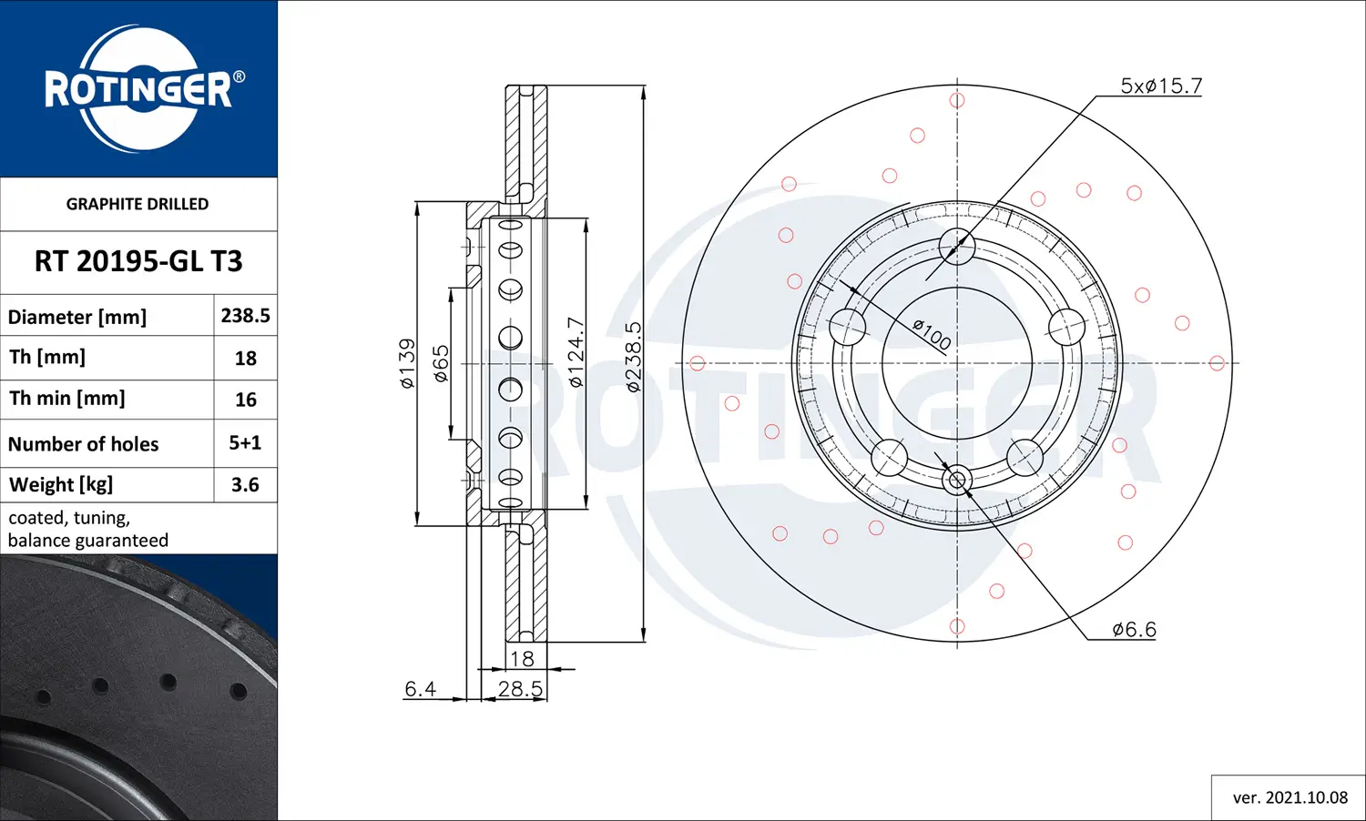 Bremsscheibe Vorderachse ROTINGER RT 20195-GL T3