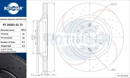 Bremsscheibe ROTINGER RT 20201-GL T5 Bild Bremsscheibe ROTINGER RT 20201-GL T5