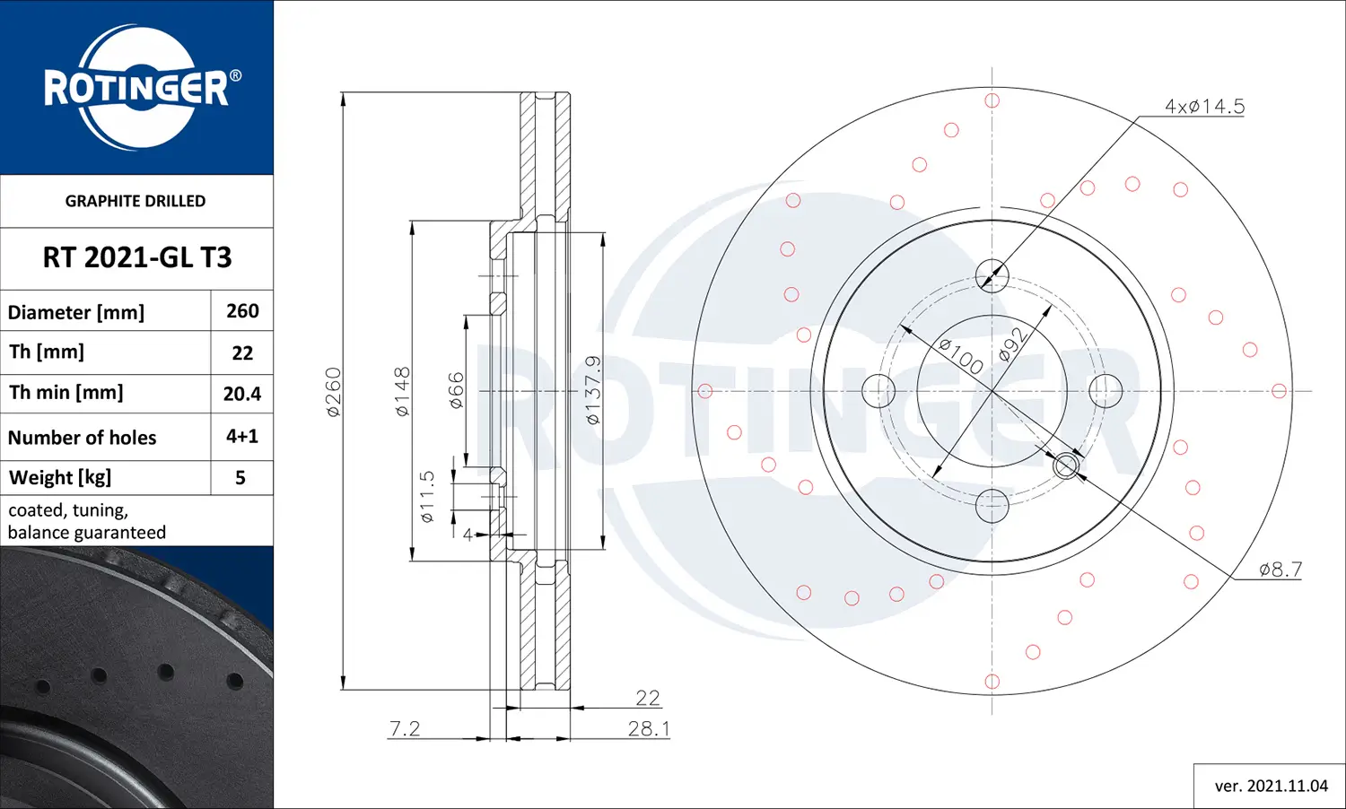 Bremsscheibe Vorderachse ROTINGER RT 2021-GL T3