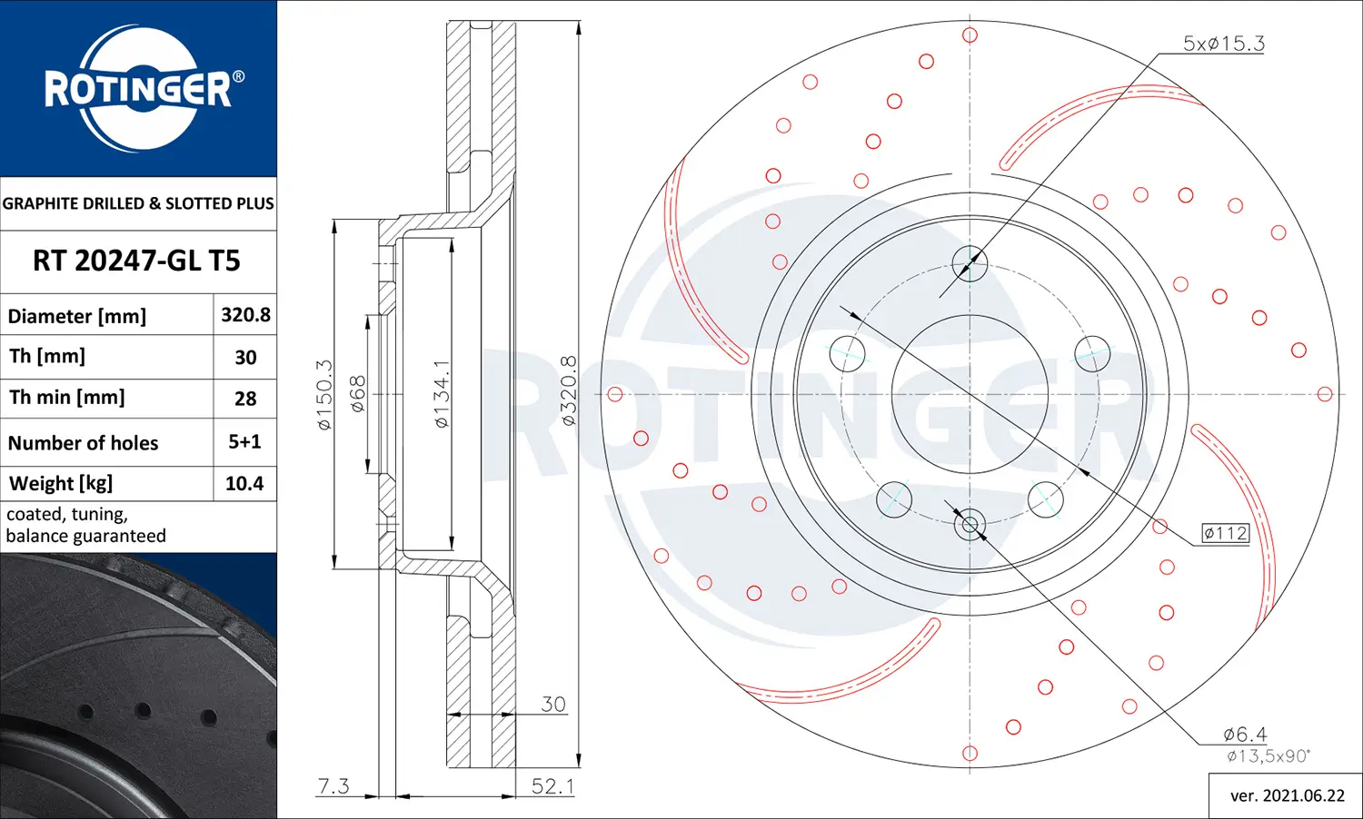 Bremsscheibe Vorderachse ROTINGER RT 20247-GL T5