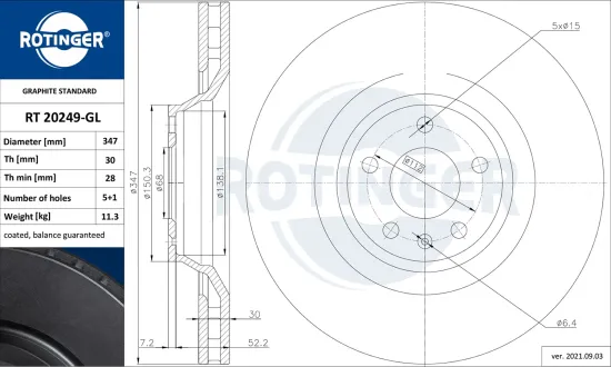 Bremsscheibe Vorderachse ROTINGER RT 20249-GL Bild Bremsscheibe Vorderachse ROTINGER RT 20249-GL