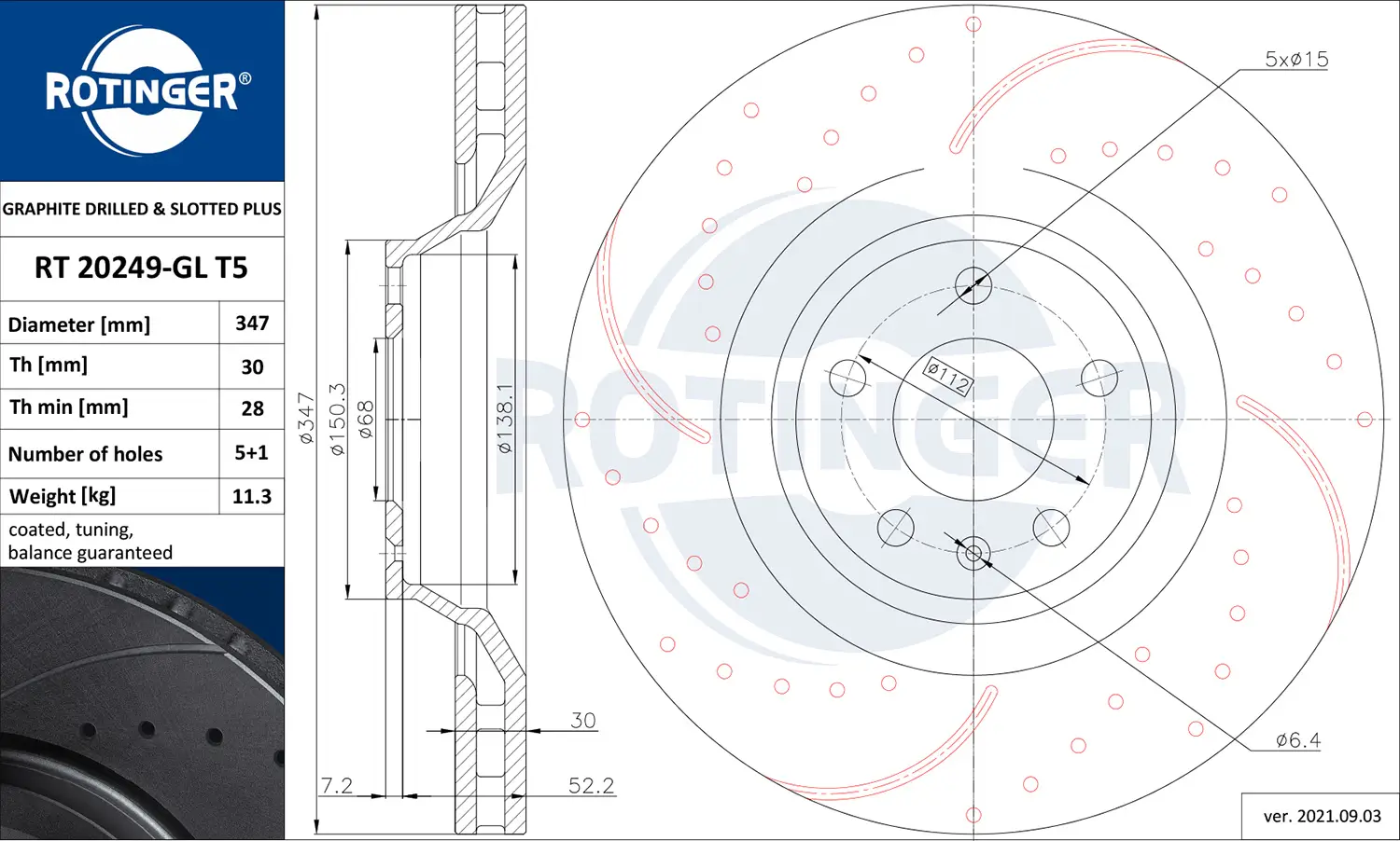 Bremsscheibe Vorderachse ROTINGER RT 20249-GL T5