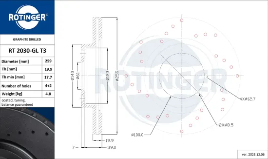 Bremsscheibe Vorderachse ROTINGER RT 2030-GL T3 Bild Bremsscheibe Vorderachse ROTINGER RT 2030-GL T3