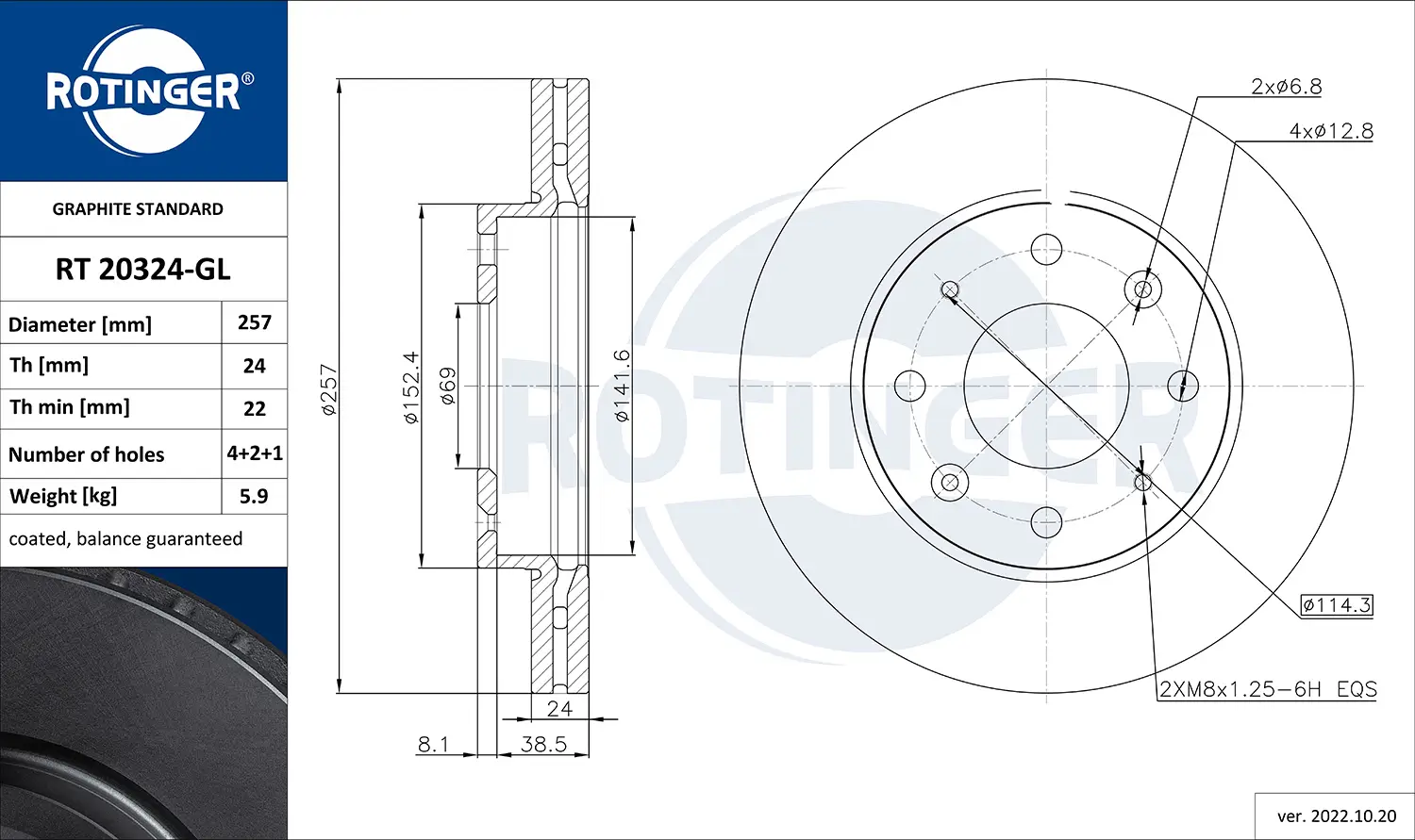 Bremsscheibe Vorderachse ROTINGER RT 20324-GL