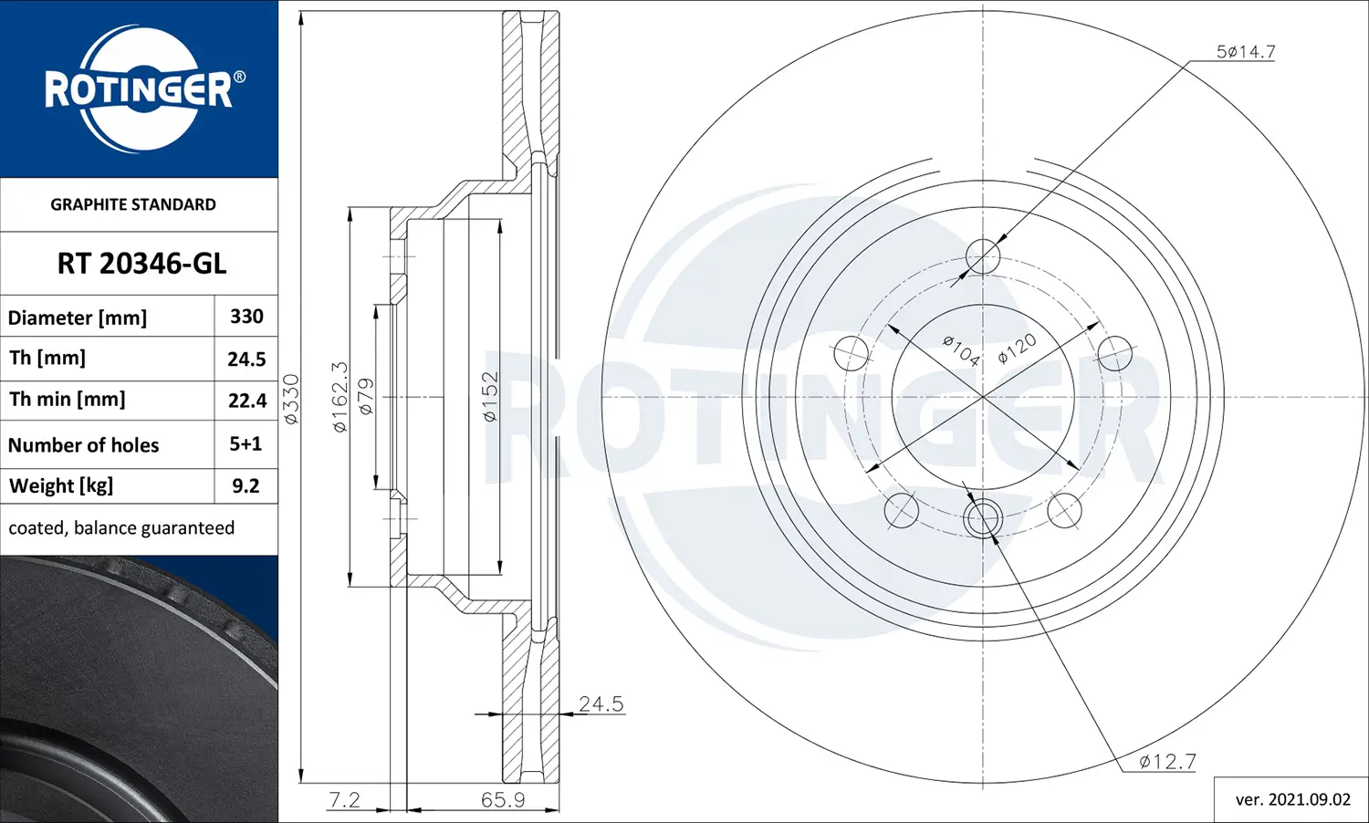 Bremsscheibe ROTINGER RT 20346-GL