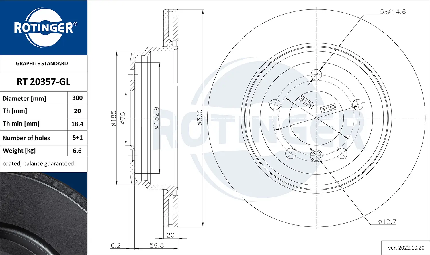 Bremsscheibe Hinterachse ROTINGER RT 20357-GL
