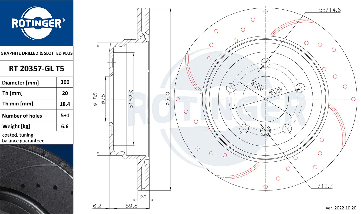 Bremsscheibe Hinterachse ROTINGER RT 20357-GL T5
