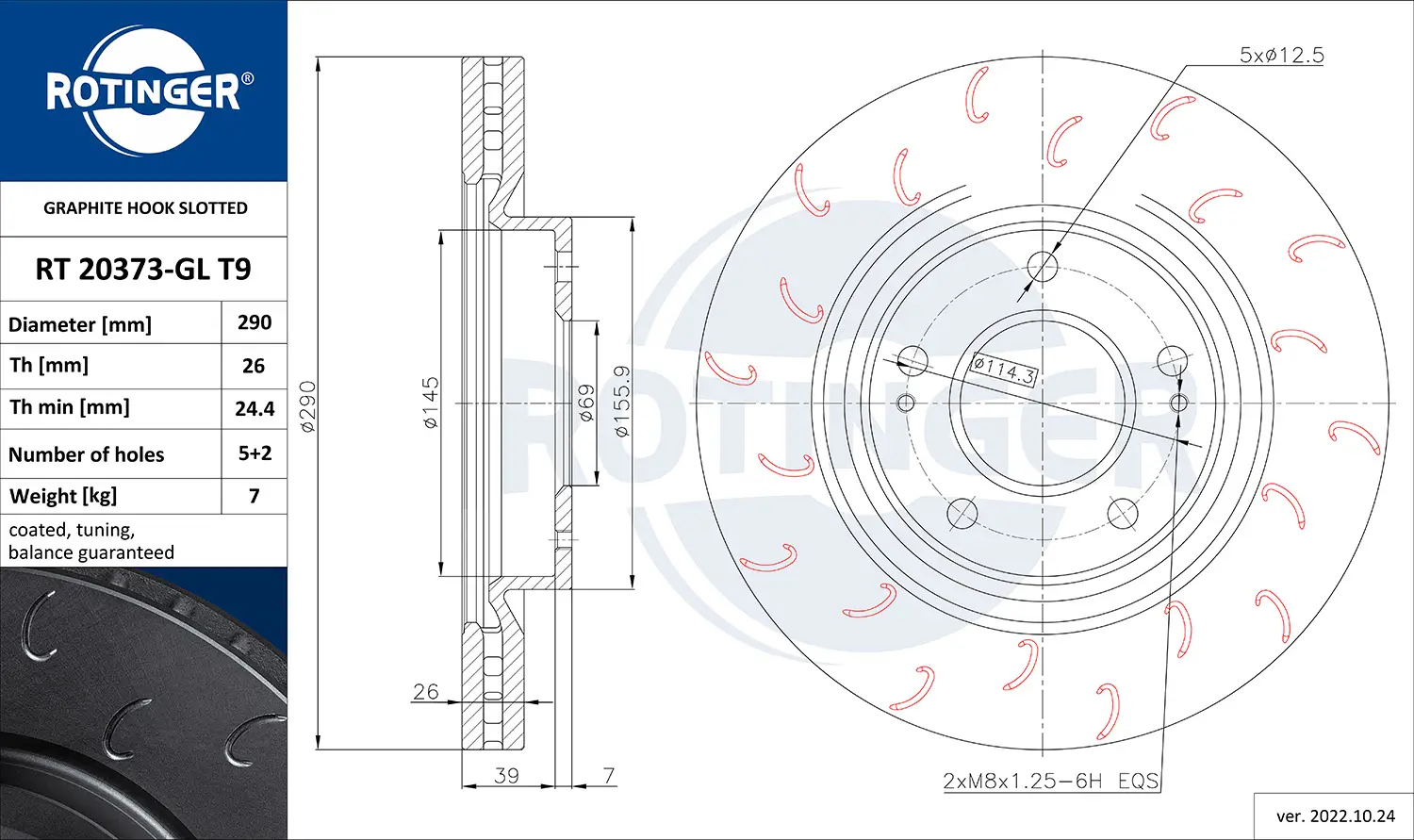Bremsscheibe Vorderachse ROTINGER RT 20373-GL T9