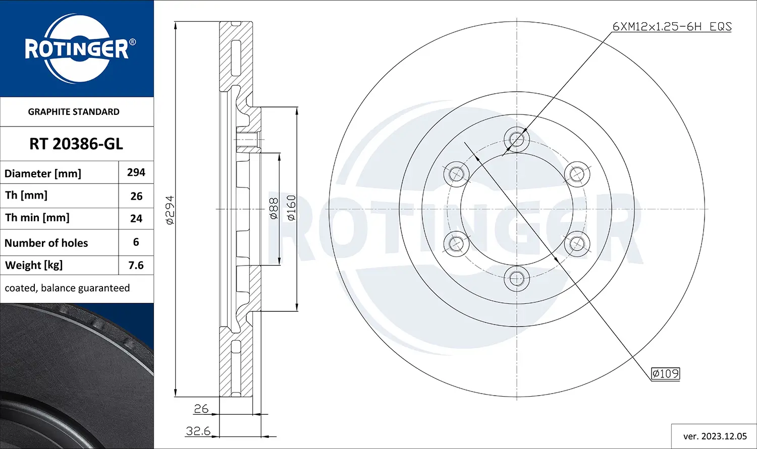 Bremsscheibe Vorderachse ROTINGER RT 20386-GL