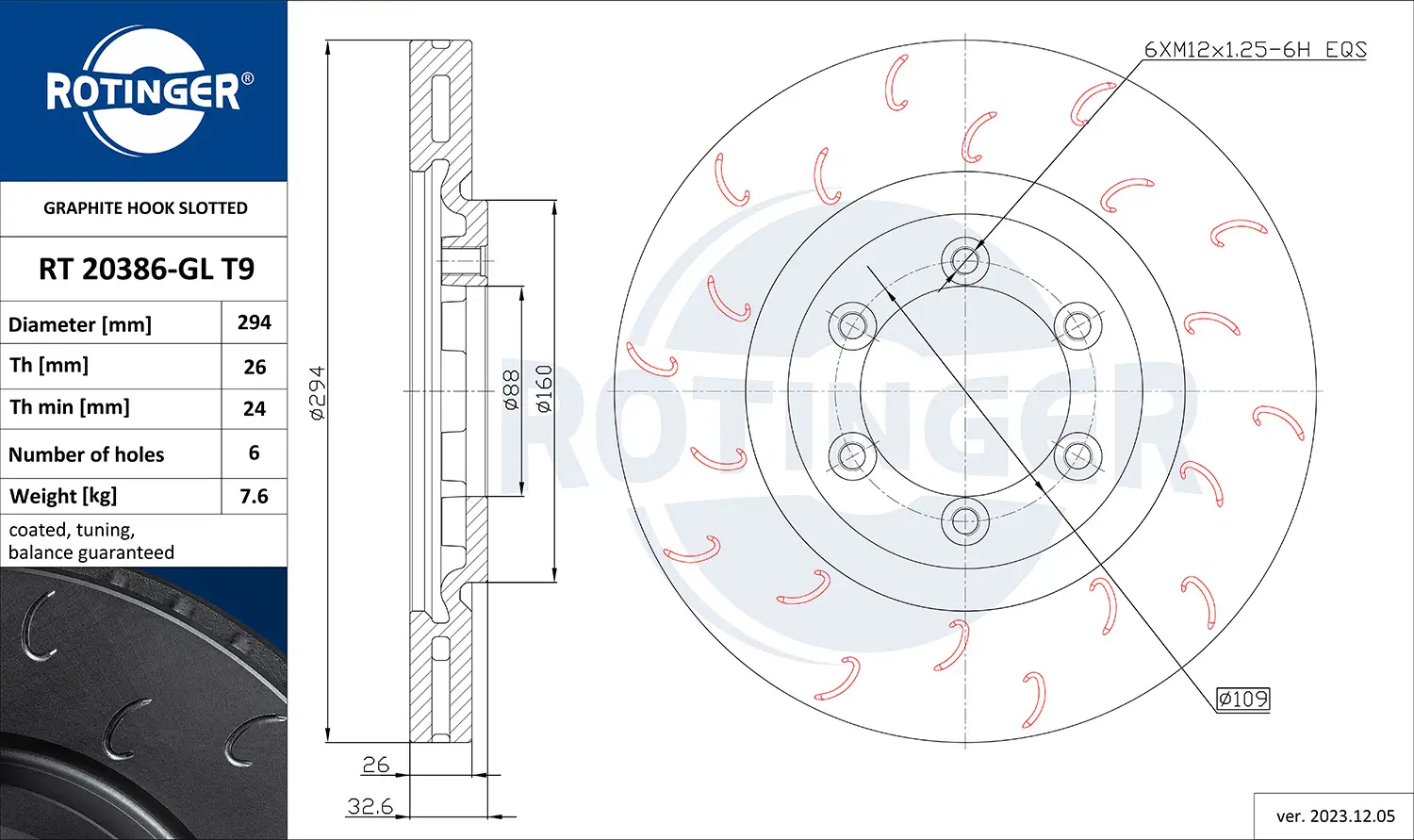 Bremsscheibe Vorderachse ROTINGER RT 20386-GL T9