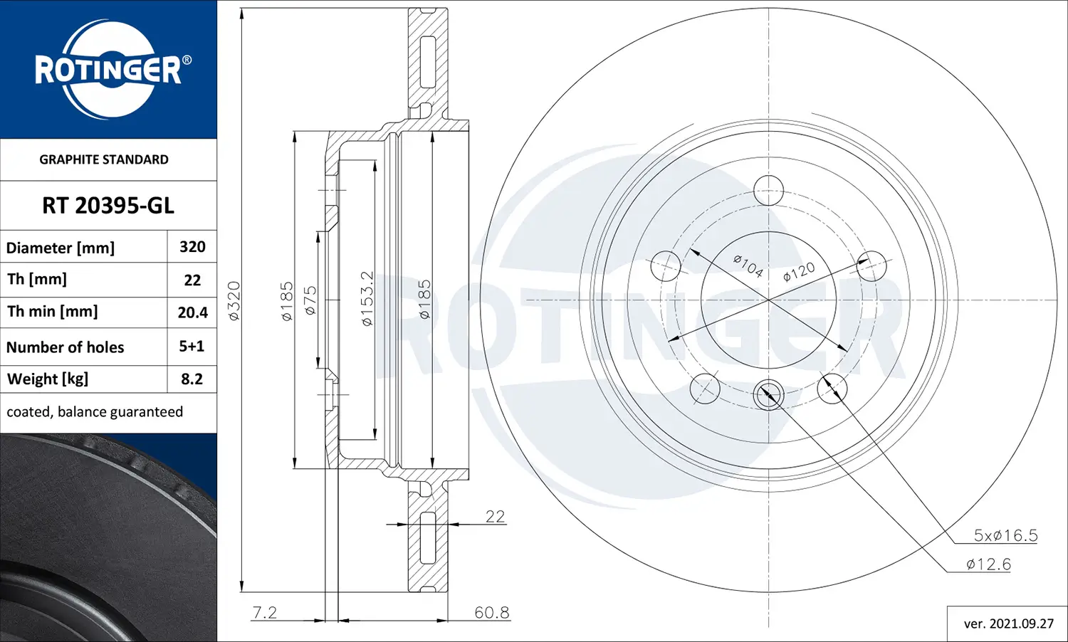 Bremsscheibe Hinterachse ROTINGER RT 20395-GL