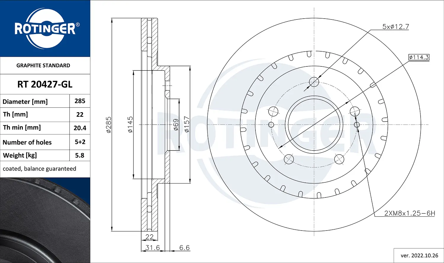 Bremsscheibe Vorderachse ROTINGER RT 20427-GL