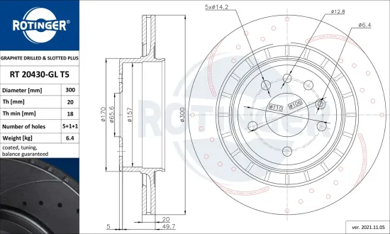 Bremsscheibe Hinterachse ROTINGER RT 20430-GL T5 Bild Bremsscheibe Hinterachse ROTINGER RT 20430-GL T5