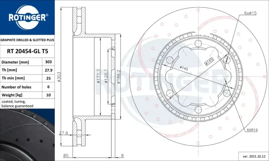Bremsscheibe Hinterachse ROTINGER RT 20454-GL T5 Bild Bremsscheibe Hinterachse ROTINGER RT 20454-GL T5