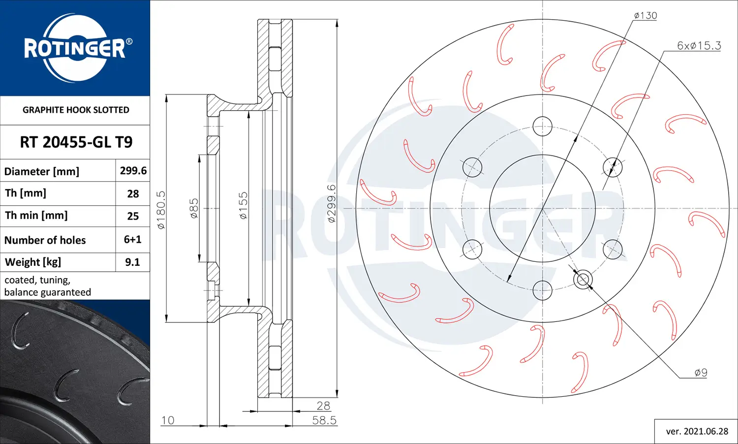 Bremsscheibe Vorderachse ROTINGER RT 20455-GL T9
