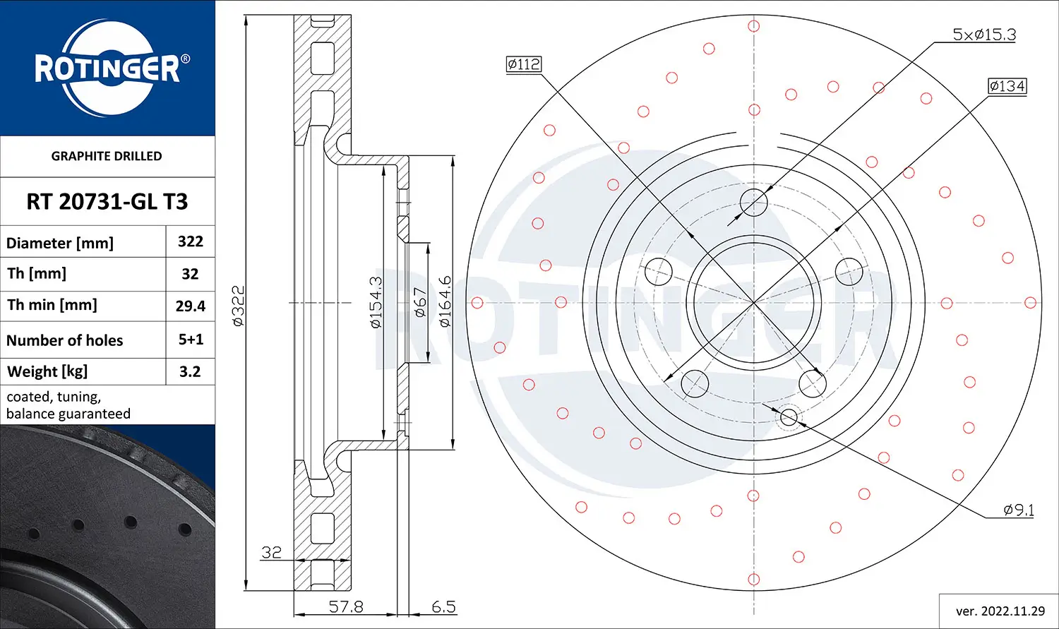 Bremsscheibe Vorderachse ROTINGER RT 20731-GL T3