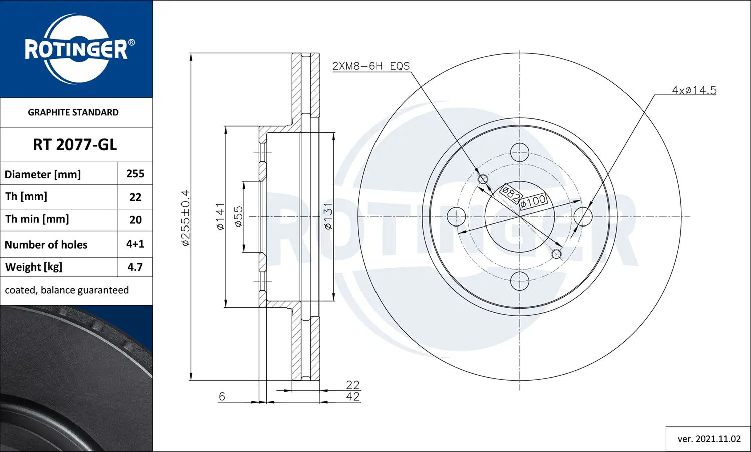 Bremsscheibe Vorderachse ROTINGER RT 2077-GL