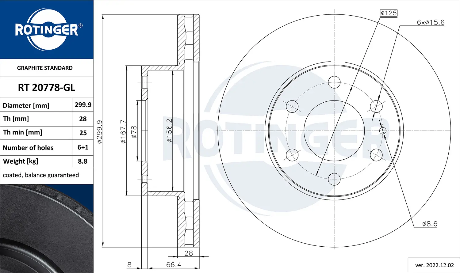 Bremsscheibe Vorderachse ROTINGER RT 20778-GL